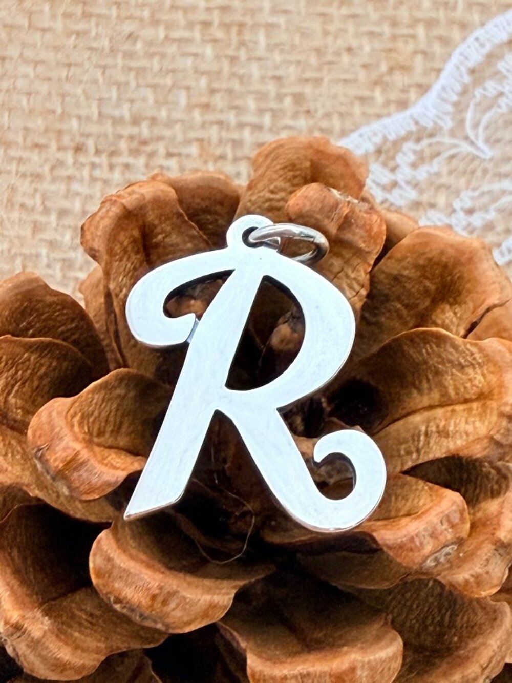 James Avery Large Script Initial R Charm Sterling Silver Letter Charm